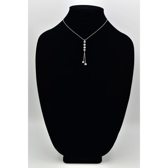 Christian Dior Vintage Block Logo Necklace Pendant Tassel CD Silver Signed BinBJ - Picture 3 of 12